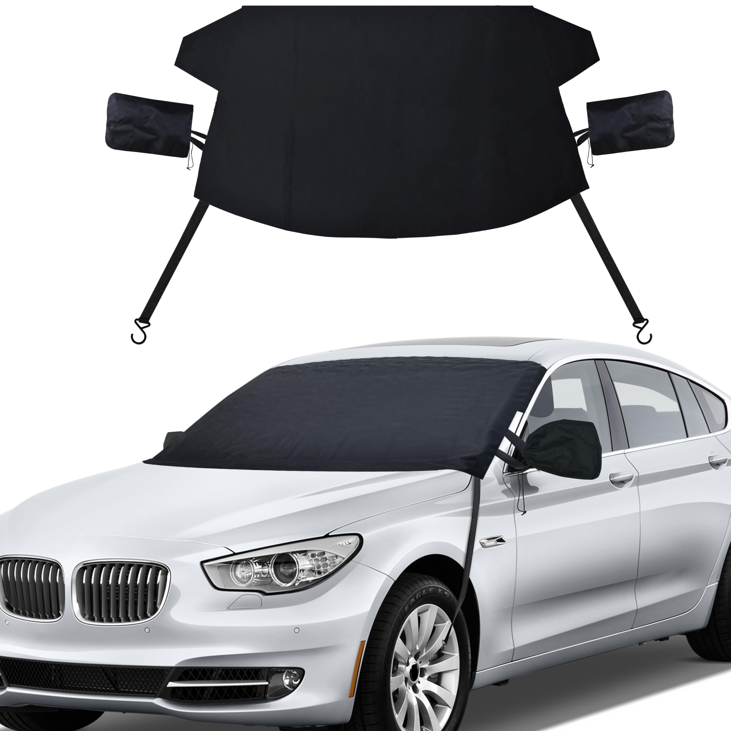 EcoNour Ultimate Windshield Cover for Snow and Ice | Car Windshield Snow Cover for All-Weather Protection | UV Resistant, Windproof Sunshade, Wiper &amp; Mirror for Cars