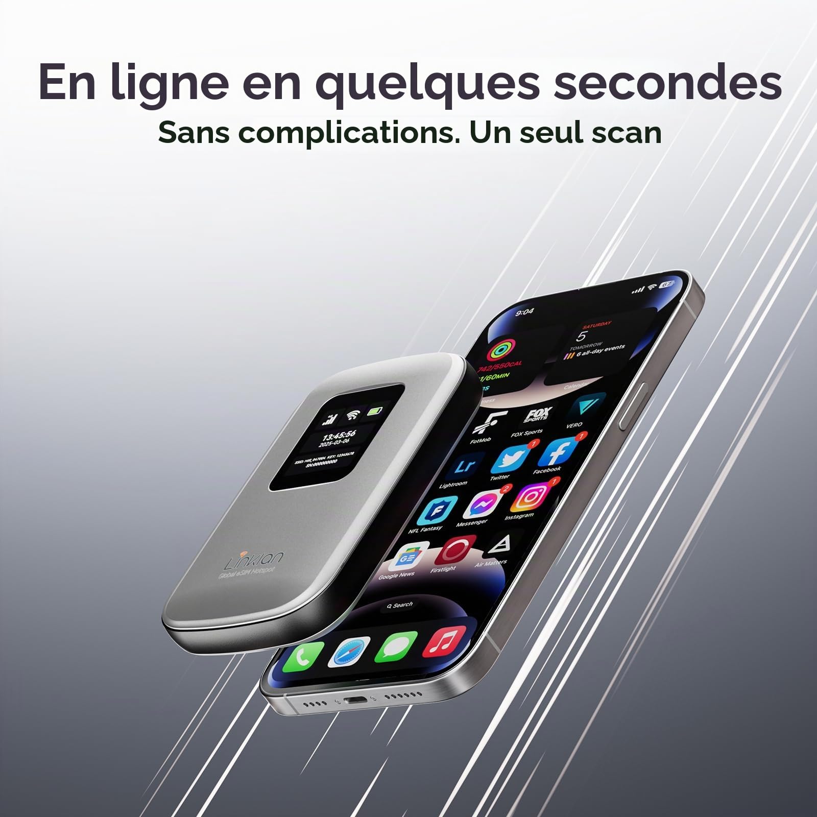 Hotspot mobile portable - eSIM Global WiFi Hotspot, aucune carte SIM/contrat nécessaire, 16 appareils, plus de 180 pays, routeur sans fil compact pour les voyages internationaux et d'affaires 【15