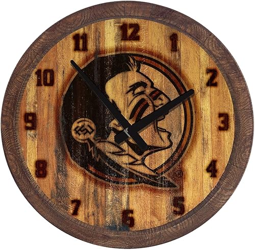 Miniatura 241 de The Fan-Brand NCAA Oklahoma Sooners: Faux Barrel Top Wall Clock Sports Team Bar Sign Décor - Home Man Cave, Party Decoration - Made On Demand