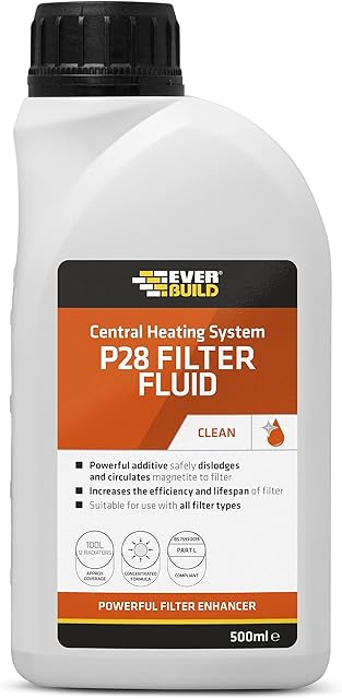 Everbuild P28 Central Heating System Filter Fluid, Powerful Additive Safely Dislodges and Circulates Magnetite to Filter - 500 ml