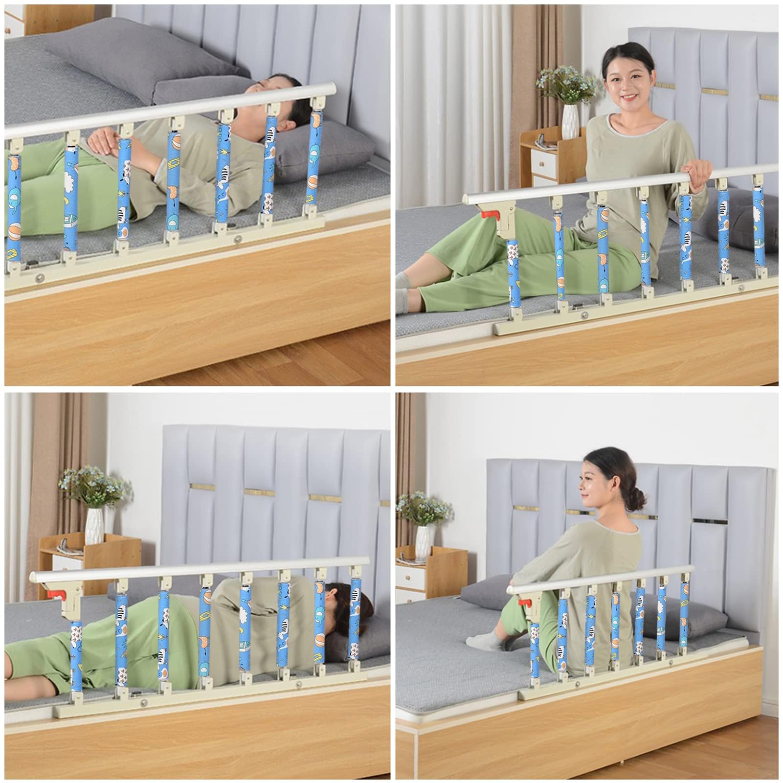 Barriera Letto, Dispositivi Assistenza Medica Disabili, Pieghevole Letto Protezione Laterale, Steel Barriera Letto con Rilievo Gomma Piuma per Anziani Anziani Adulti Bambini, 7 Barre Verticali