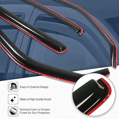 Miniatura 2 de Honda Ridgeline 4 cobertores para burlete de ventana, protector contra la lluvia