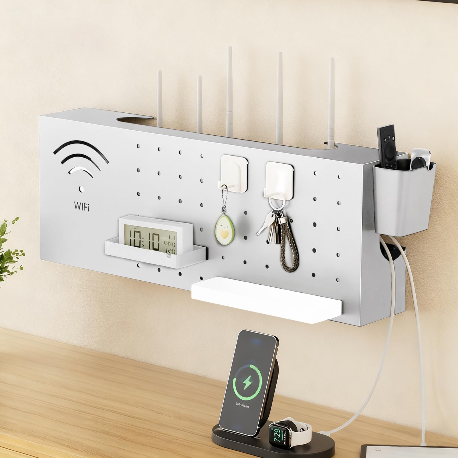 Copri Scatola Router Copertura Multifunzionale da Parete in Acciaio al | Scatola di Archiviazione per Router WiFi Per Elettronica Rete Presa Uscita Soggiorno TV Scrivania Libro Cestino Co