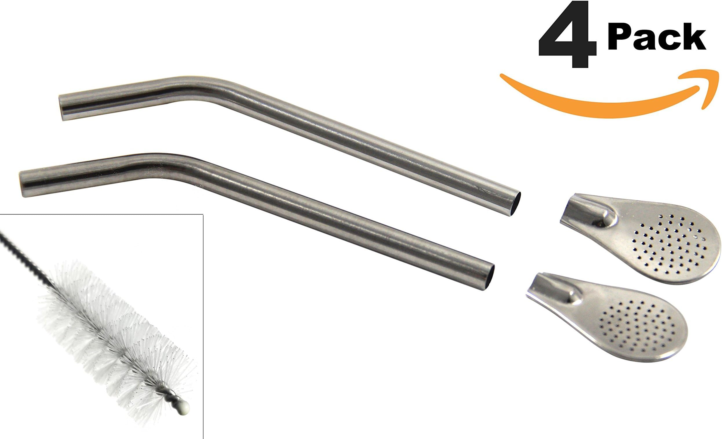 Steelution: Bombilla Filter Straw for Yerba Mate, Loose Tea, with Easy-clean Filter and Straw Cleaner *Ships in Non-plastic Packaging* (4)