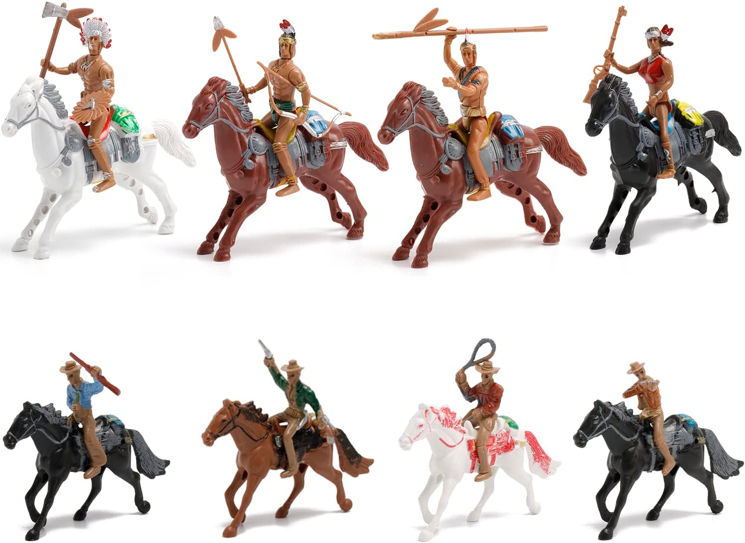 8 Pcs Plastic Indian Figures Western Cowboy Figures Native