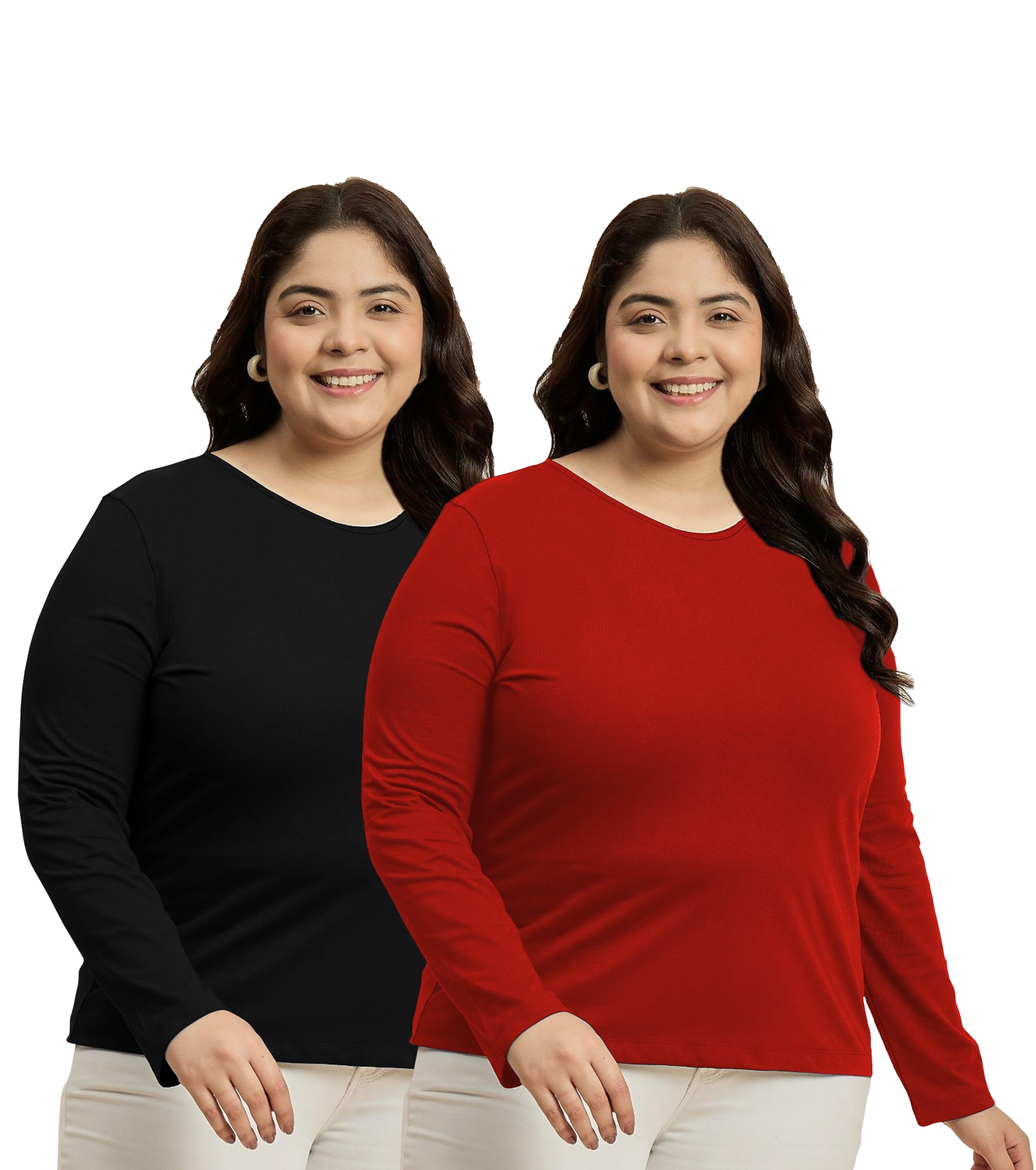 Women Plus Size Full Sleeve Cotton T-Shirts Combo Pack of 2_Casual, Gym, Sports, Lounge Wear Tops for Women (XL, XXL, 3XL, 4XL, 5XL)-image-18