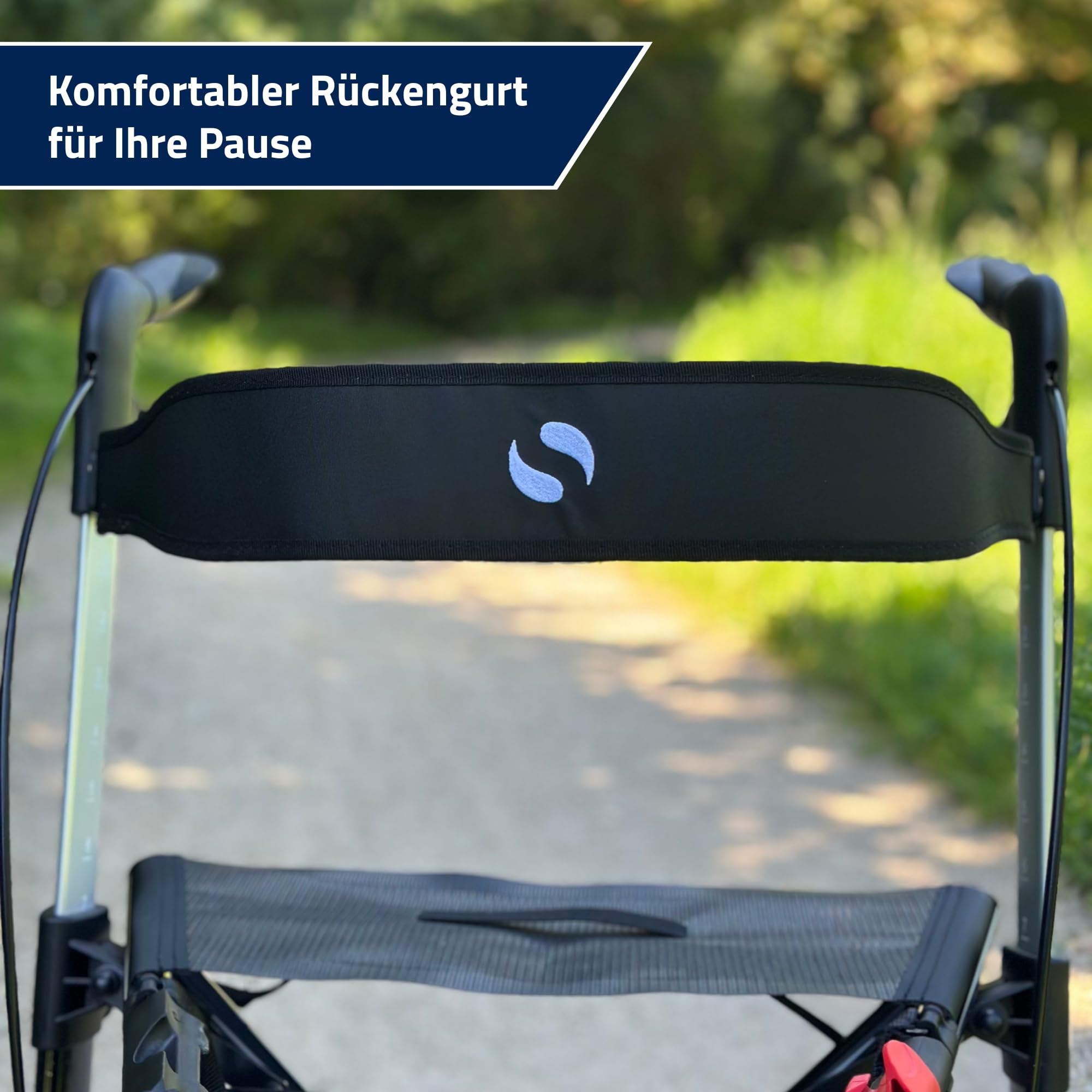 Rehasense Carbon Rollator Athlon SL, leicht & faltbar | für Innen & Außen | Leichtgewichtrollator in Premium-Ausführung inkl. Softräder & Rückengurt (Seeger Logo)