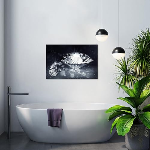 Miniatura 5 de Biuteawal Arte de pared de diamantes en blanco y negro con impresión de diamantes brillantes, pintura de moda, obra de arte moderna, decoración del