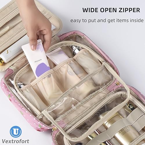 Miniatura 4 de VEXTROFORT Neceser colgante para mujer, bolsa grande de viaje para maquillaje, bolsa de orgismoresistente al agua para artículos de tocador de