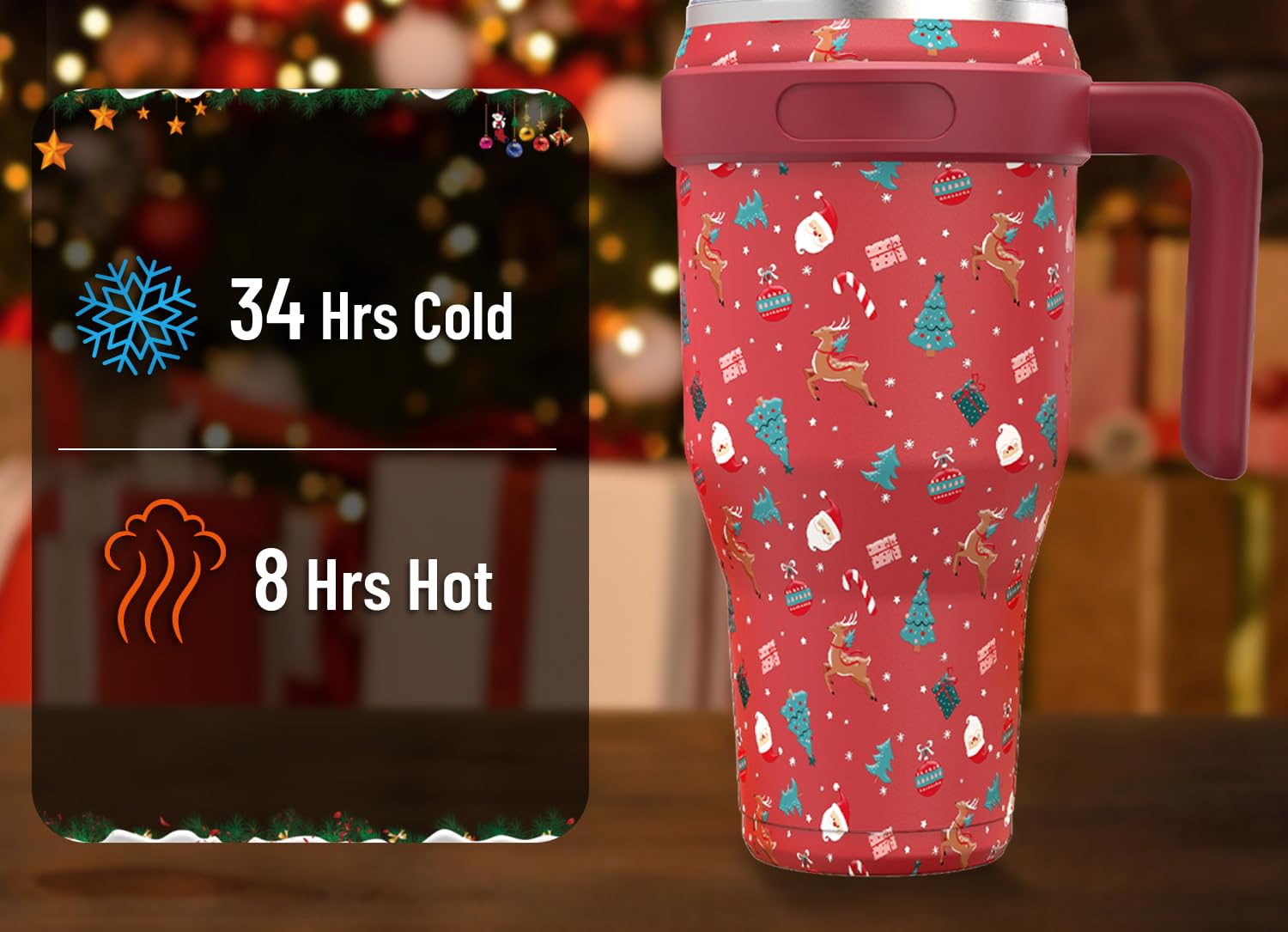 Zenbo Christmas Gifts for Women,40 oz Tumbler with Handleâ€“Vacuum Insulated Mug Cup with Handle,Lid and Straw,Keeps Drinks Cold up to 34 Hours â€“ Sweat-Proof Body, Dishwasher Safe