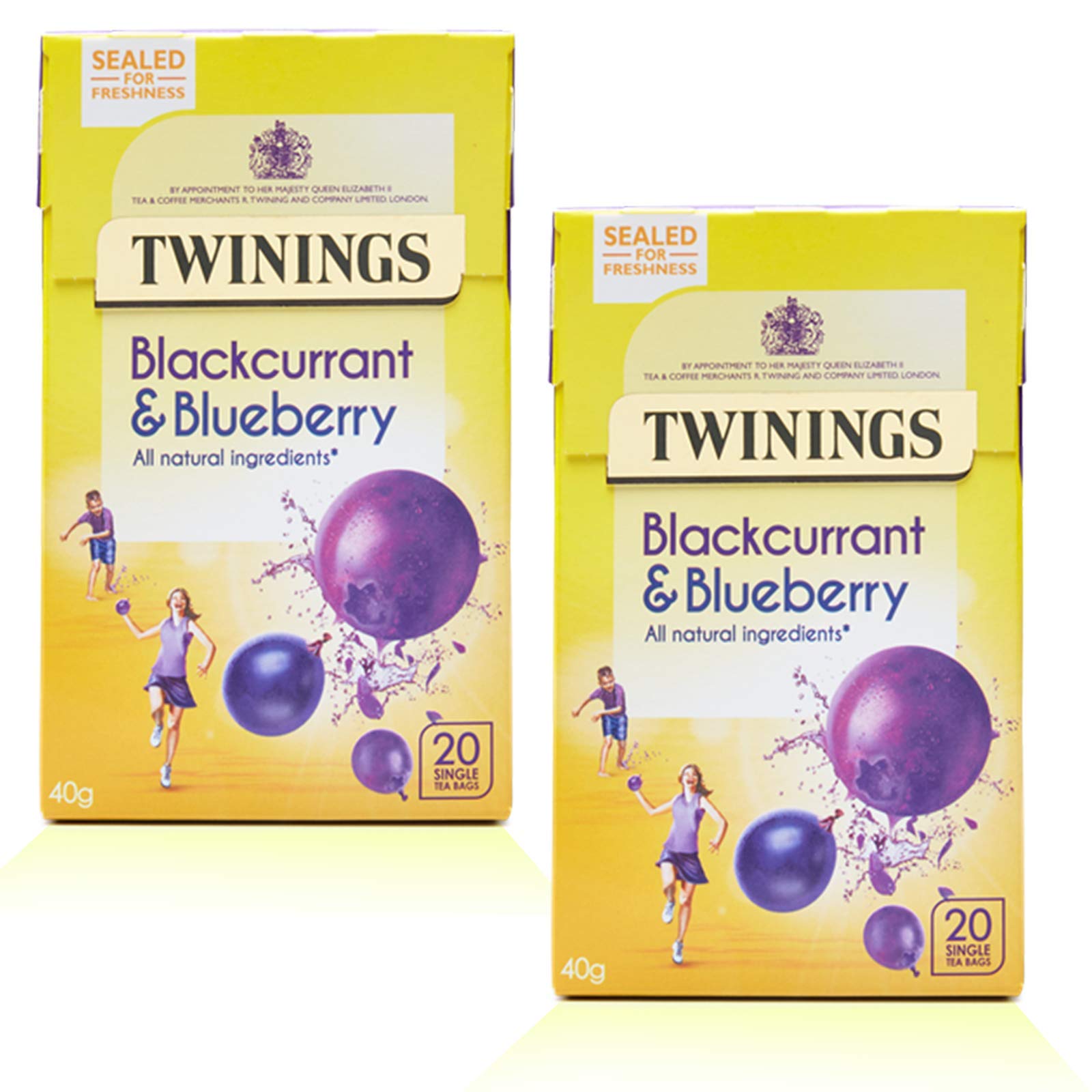 Twinings | Blackcurrant & Blueberry Fruit Tea (40g) 20 Tea Bags Per Pack | 40 Tea Bags Total | 2x Multipack