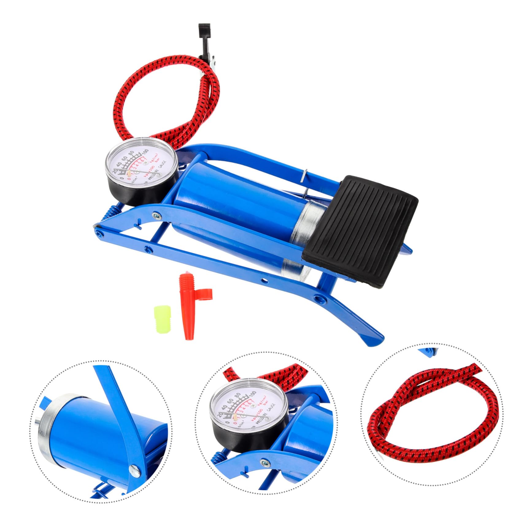 Hemobllo Fahrradpumpe Auto Reifenpumpe Pumpbike Fahrräder Fußpumpe Rennrad Reifenpumpe Pumpe Für Den Zyklus Motorradreifenpumpe Reifeninflator Luft Standpumpen Inflator Eisen Blue