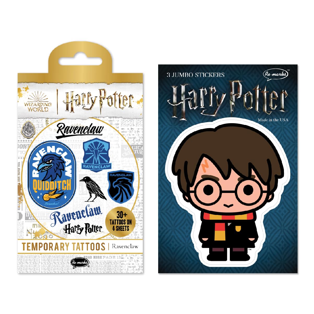 Re-marks Harry Potter Temporary Tattoos + Jumbo Stickers (Ravenclaw) for All Ages