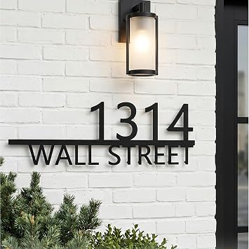 Custom House Number Sign, Metal Address Numbers Signs | Personalized Modern Metal House Number Sign with Street for Outside, Address Plaques for House Number with Screw Kit