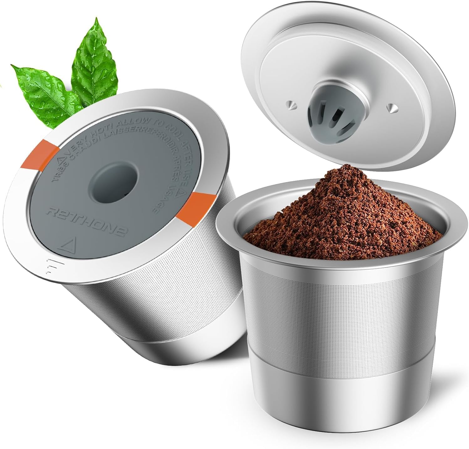 RETHONE Reusable K Cup for Keurig: Stainless Steel K Cup Coffee Pods Compatible with Keurig 1.0 & 2.0 Coffee Makers Machine, BPA-Free Refillable Coffee Filters with Tight Seal, Easy to Clean
