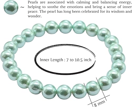 Vista 528 de Amazing Gemstone Crystal Bracelet for Women Men's Gifts - Protection Healing Crystal Bracelet - 8mm Gemstone Beaded Stretchable Bracelet Pulseras