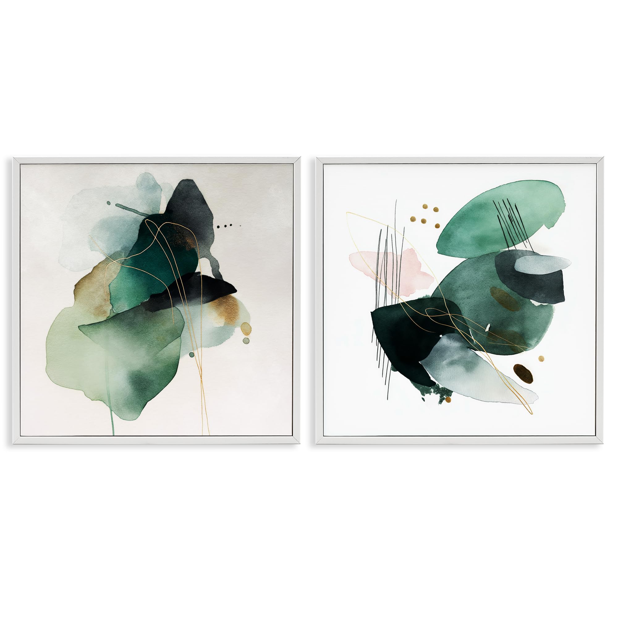 'Fluid Abstract Harmonies'| 2pc Framed Giclee Art Set 2