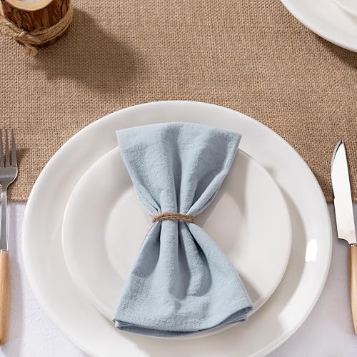 Miniatura 10 de MLMW Juego de 6 servilletas gruesas de lino y algodón, servilletas de tela suave de 17 x 17 pulgadas, servilletas rústicas a granel de mesa de otoño