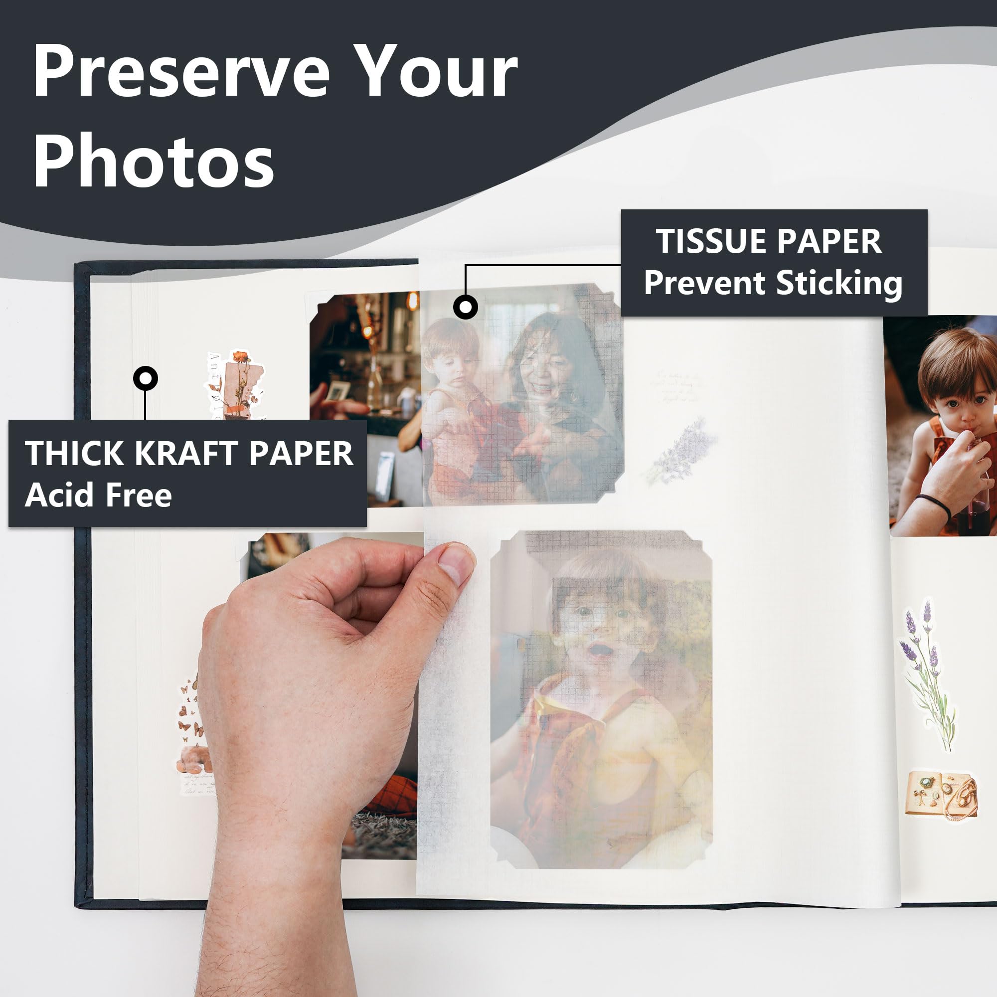 Vienrose Album fotografico per scrapbooking, con spazio per scrivere, 30,5 x 30,5 cm, album fai da te di alta qualità con 60 pagine, grande libro per foto, copertina in finta pelle, per matrimoni