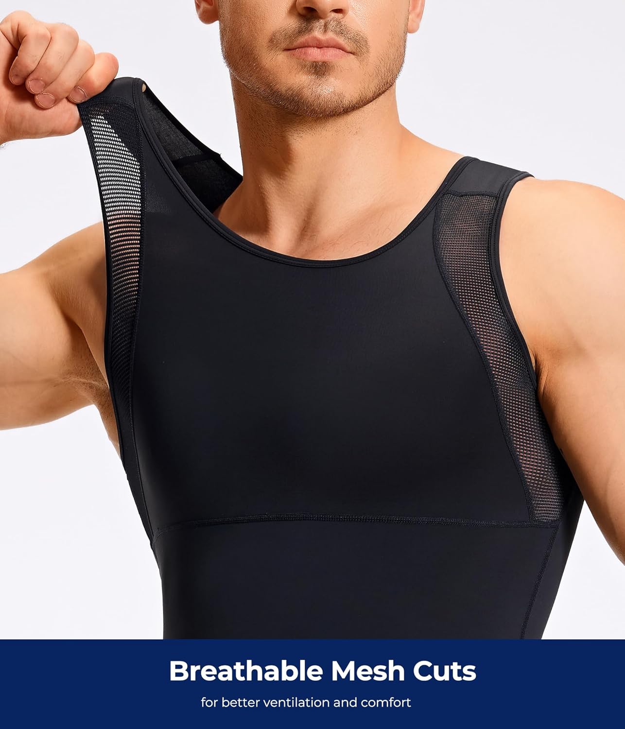 TAILONG Mens Compression Shirt Tank Top Undershirt Shapewear Slimming Body Shaper Vest Mesh Workout Shirts - Image 2