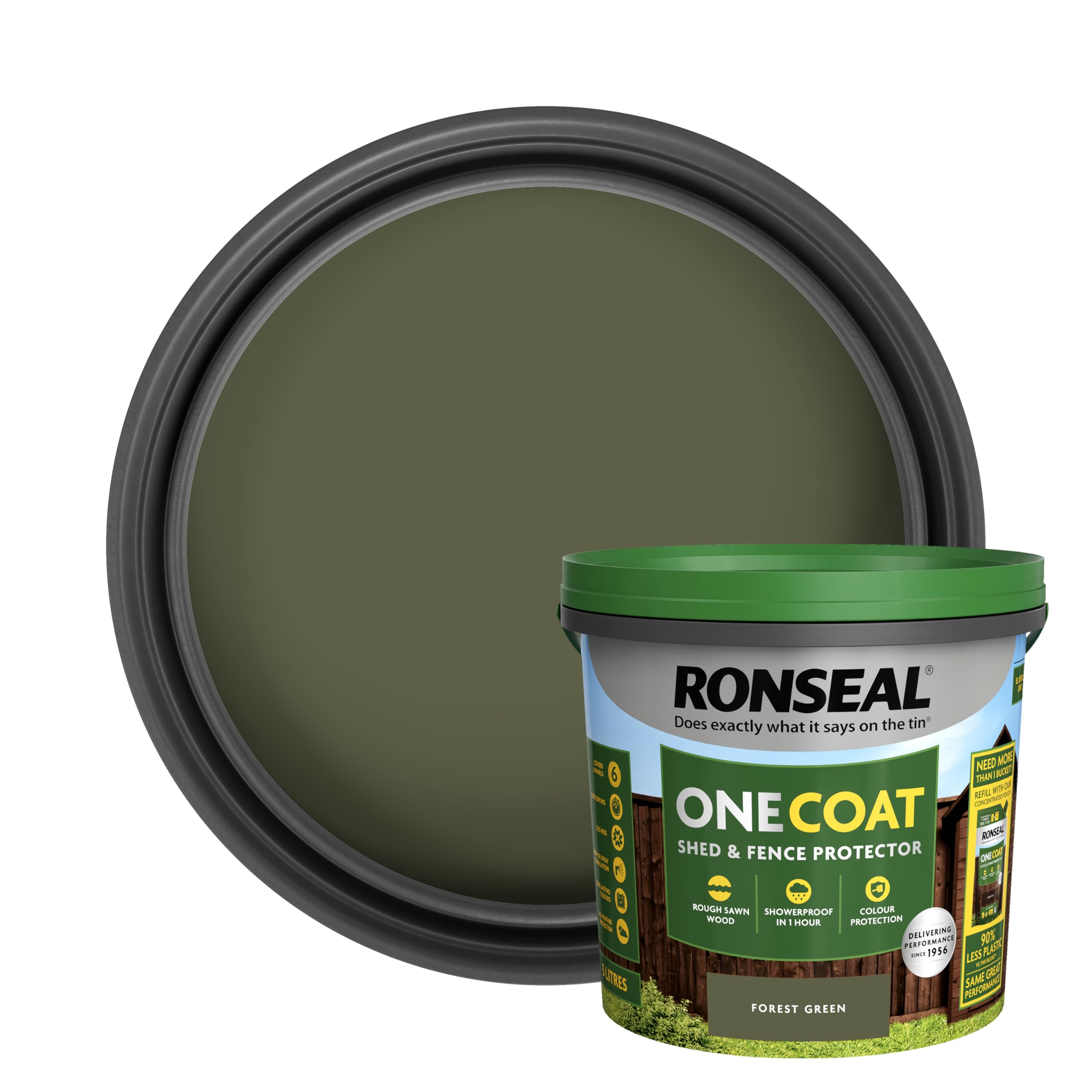 Ronseal One Coat Shed & Fence Protection Forest Green 5 Litre 5056402401490