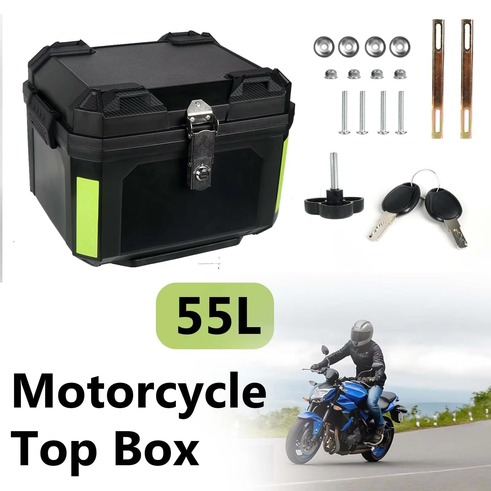 Borsa Portapacchi Bauletto Moto Resistente 45L E 55L Con Serratura Rigido In Materiale ABS Universale Per Scooter Turismo | 55L
