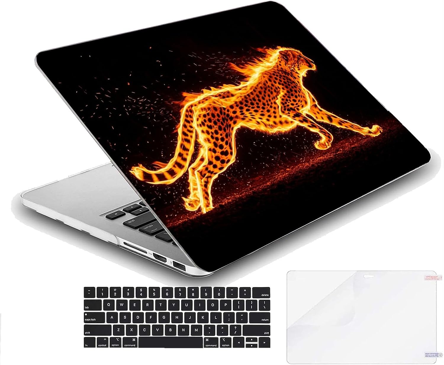 Compatible with MacBook Neo 13-inch, Hard Shell Case with Keyboard Cover and Screen Protector (A3404 A18 Pro chip, 2026 Release) - Fire Leopard MC21055