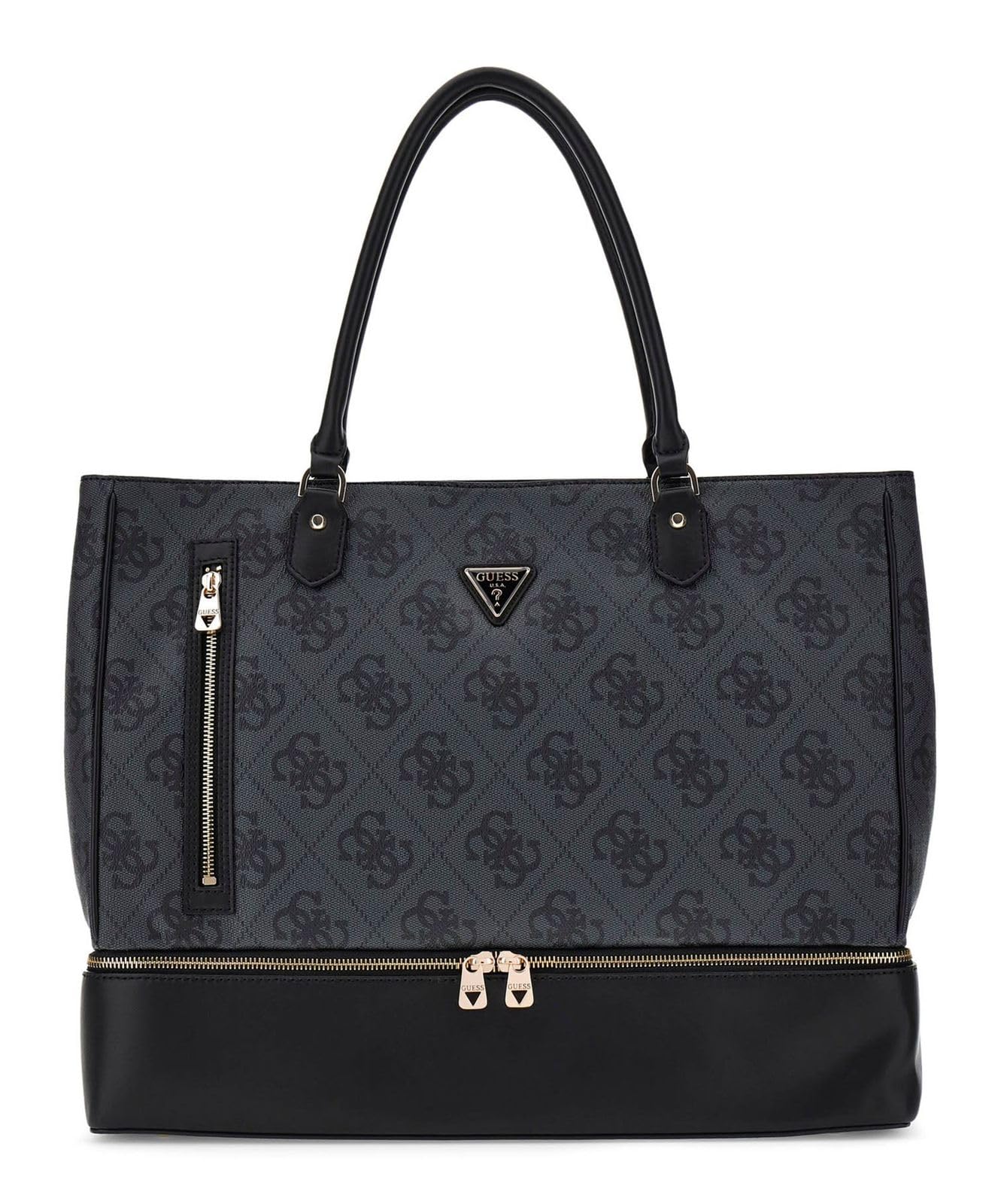GUESS borsa da viaggio borsa a tracolla con scomparto per laptop Zip Bottom Tote Coal Logo grigio scuro
