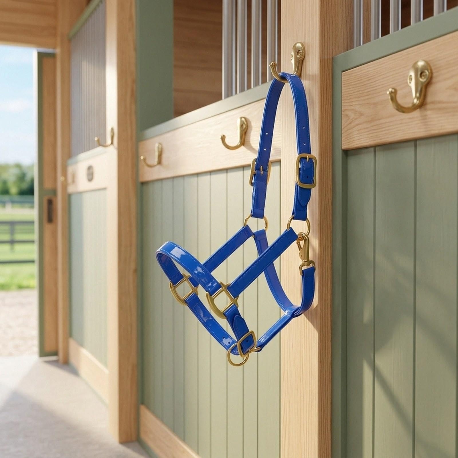 Cabezada de Entrenamiento para Caballos de Cuero de Microfibra con Cuerda, con Cierre de Mentón Y Garganta (para Pastos, Granjas E Hipódromos).