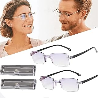 2PCS Auto Focus Reading Glasses, Anti-Blue Eyewear Ultralight Reading Glasses with Glasses Case, Dual-use Reading Glasses