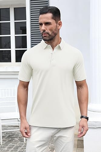 Miniatura 4 de MAGCOMSEN Camisas polo de manga corta para hombre, de algodón, piqué de 3 botones, ajuste clásico, informal, camisetas de golf