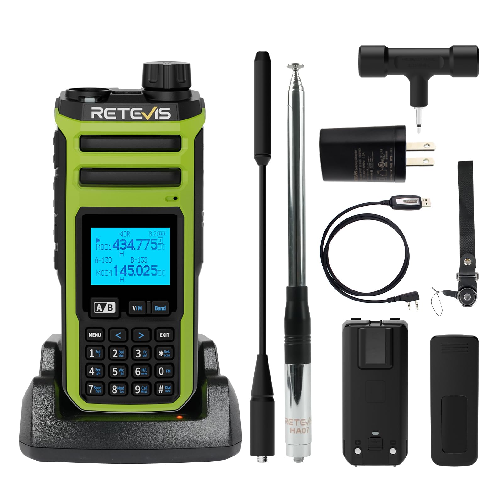 Retevis A3 Radio Dwukierunkowe, Czterozakresowe Radio Amatorskie, Tryby AM/SSB/FM/AIR, Dwukanałowe, 2500 mAh, Regulowana moc Walkie-Talkie do Polowań, Podróży, Kempingu (1 szt.)