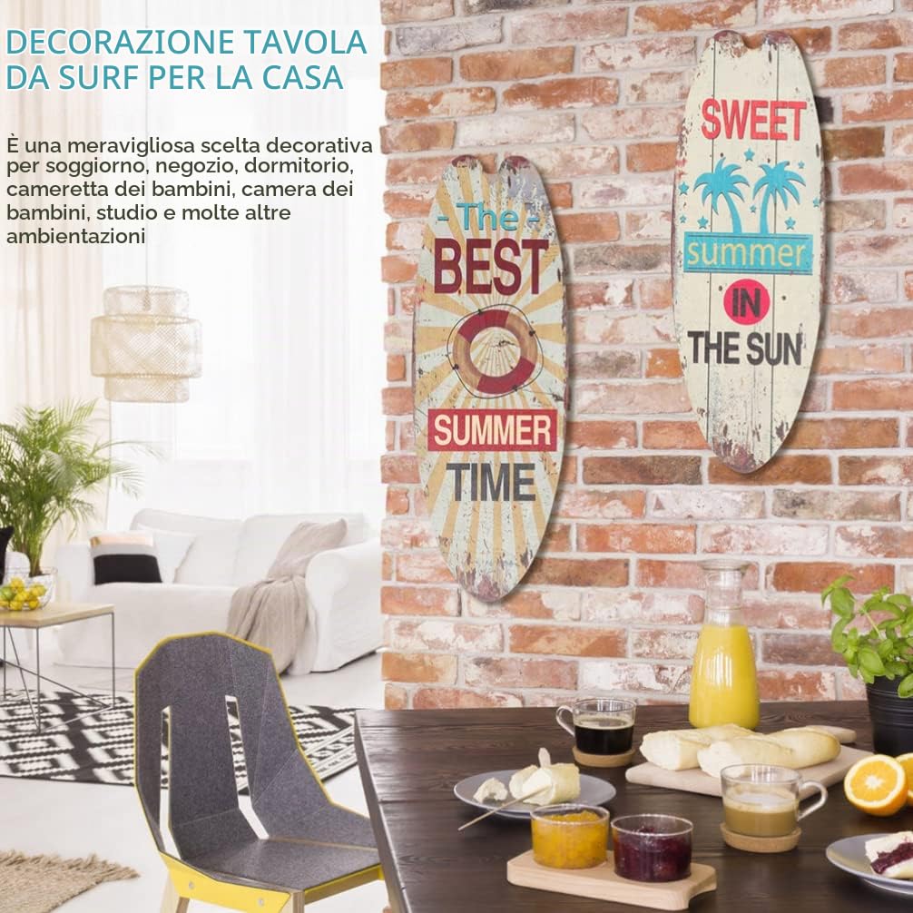 Kisangel 3 Segni di Tavola Surf in Legno Appendere alla Parete per Tavola Surf Appendere alla Parete per Decorazioni Estive per Feste in Casa
