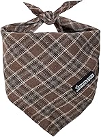 Vista 9 de Pañuelo ajustable para perro, 1 bufanda triangular de algodón suave y lavable para perros y gatos pequeños, medianos y grandes (marrón y azul, S)