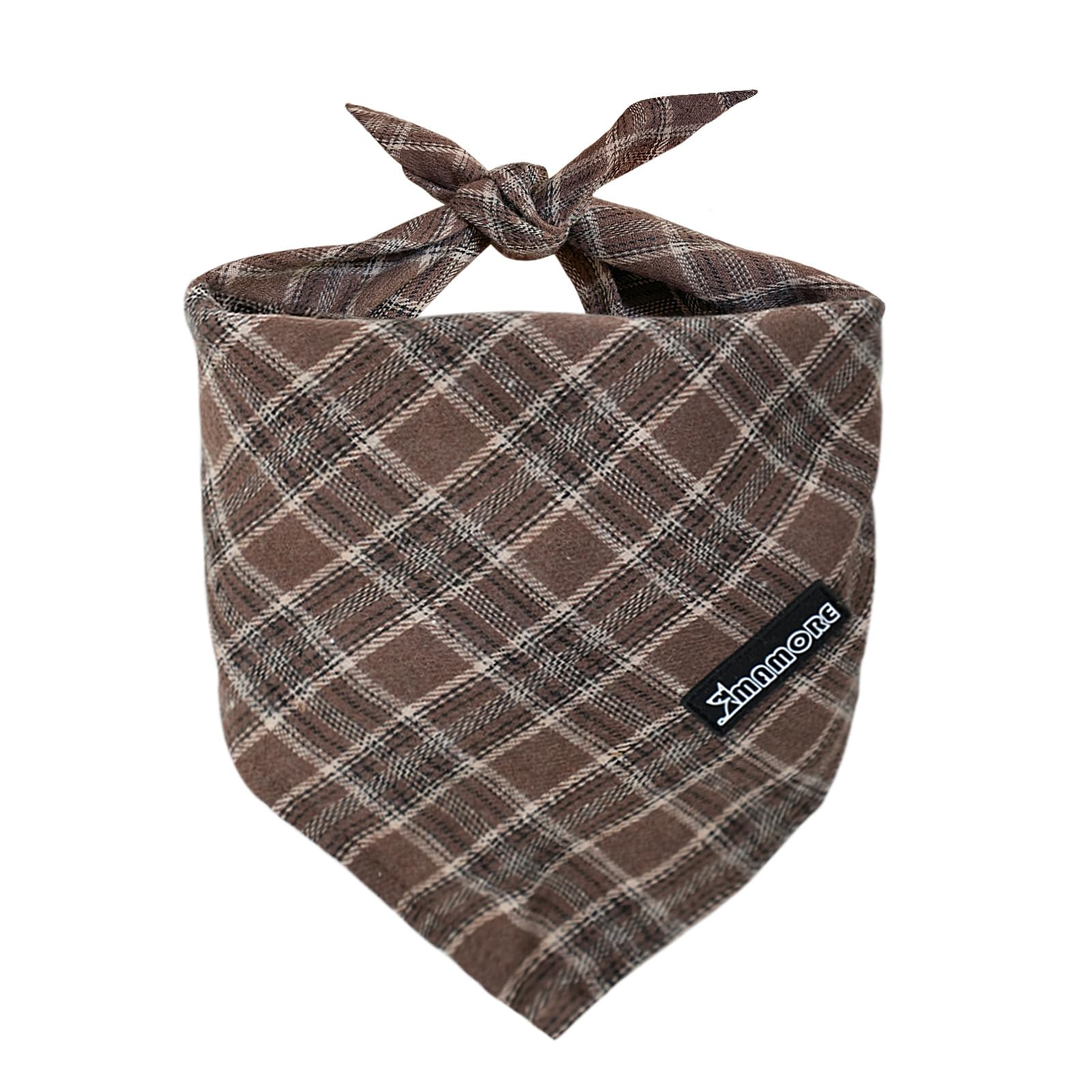 Adjustable Plaid Dog Bandanas,1PC Soft Washable Cotton Triangle Bib Kerchief Scarfs for Small Medium Large Dogs and Cats (Dark Brown, Small) — image 1