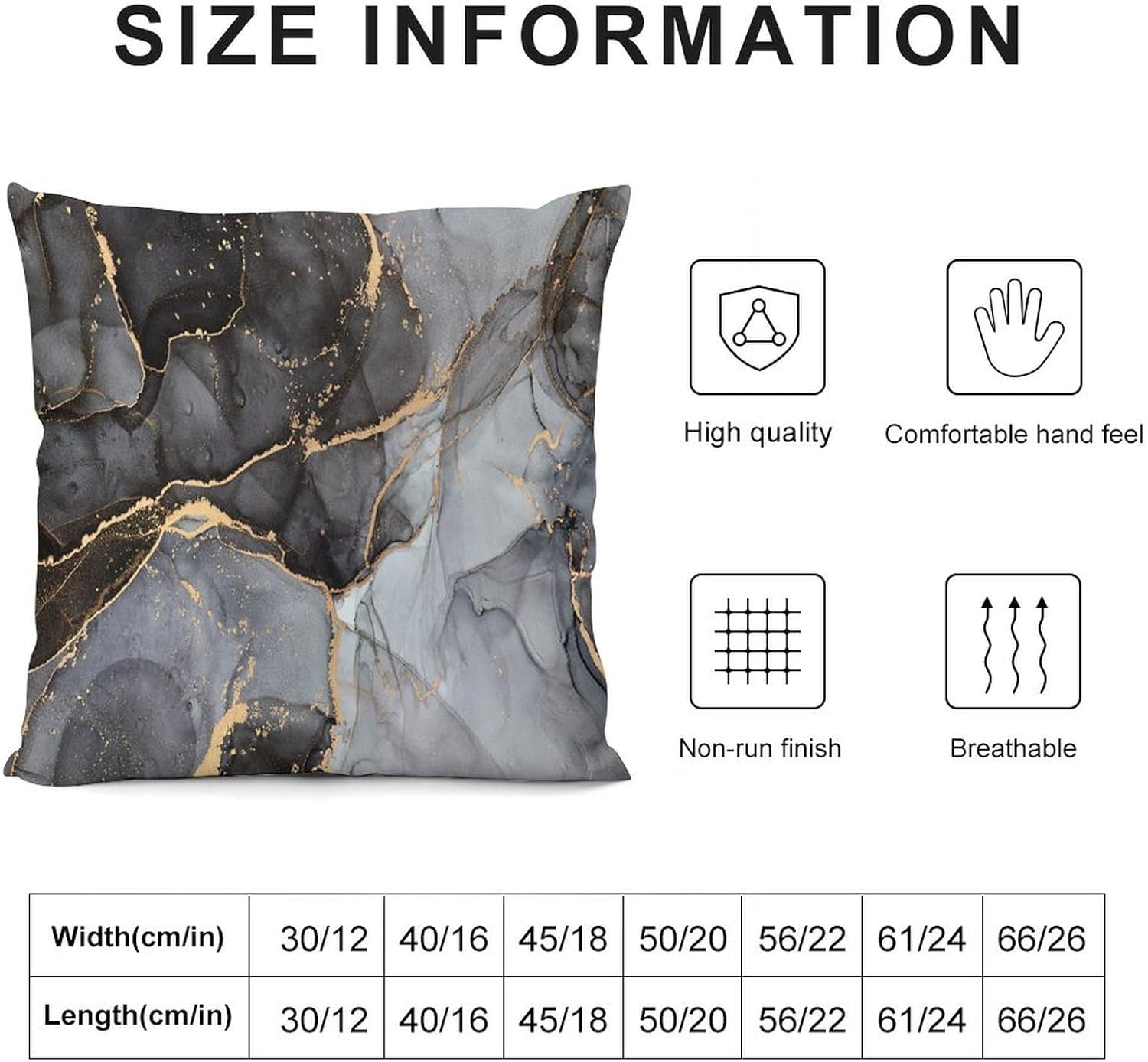 Marble Pillow Covers Set of 2,Modern Luxury Black Gray Gold Texture Aesthetic Art Throw Pillow Covers 20x20 Inches Cotton Square Pillow Cover Set for Couch Bed Living Room Outdoor Decor 20 "x20 "