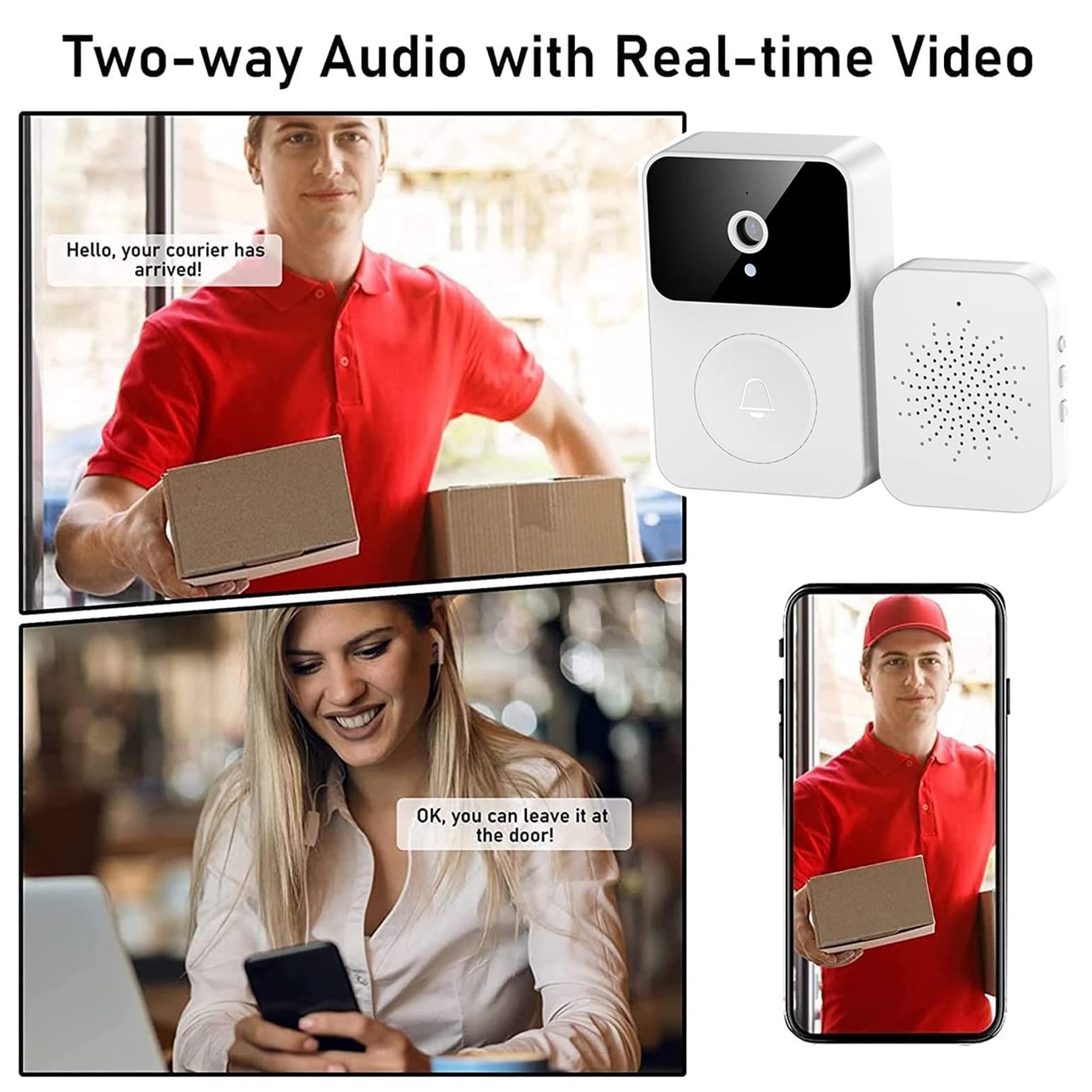 Deurbel Camera - Smart Video Deurbel Camera, Bewegingsdetectie Twee-weg