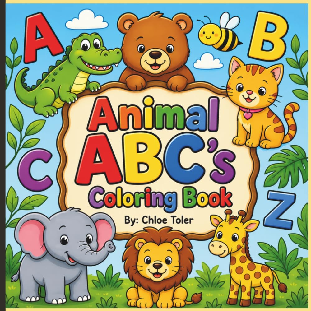 Animal ABC's Coloring Book: An Easy Animal Alphabet Coloring Book for Toddlers, Preschoolers, Kindergarten & Early Learners