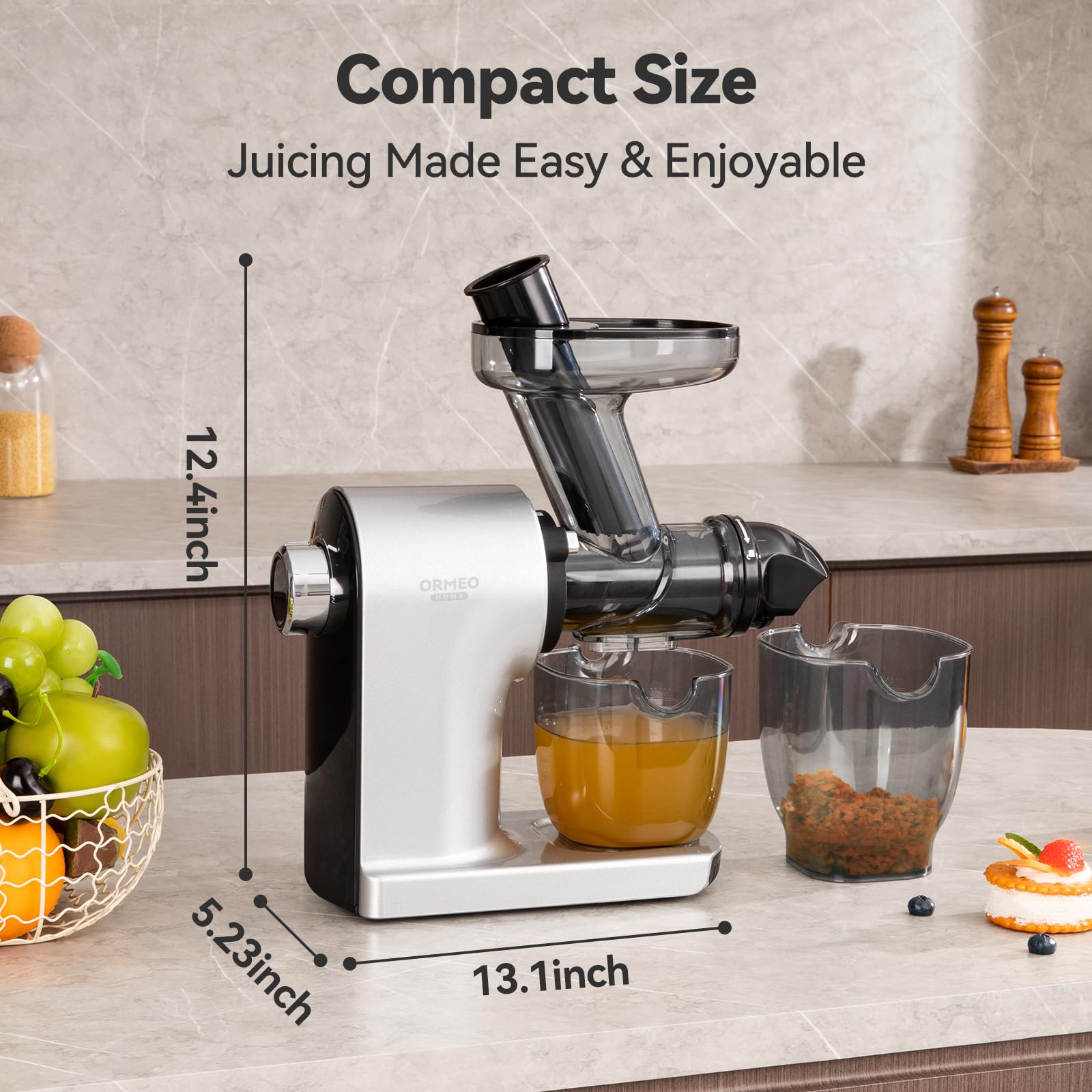 Pressa a freddo con un solo pulsante, grande canale di alimentazione da 9,1 cm per frutta e verdura, macchine per spremiagrumi, facile da pulire, senza BPA