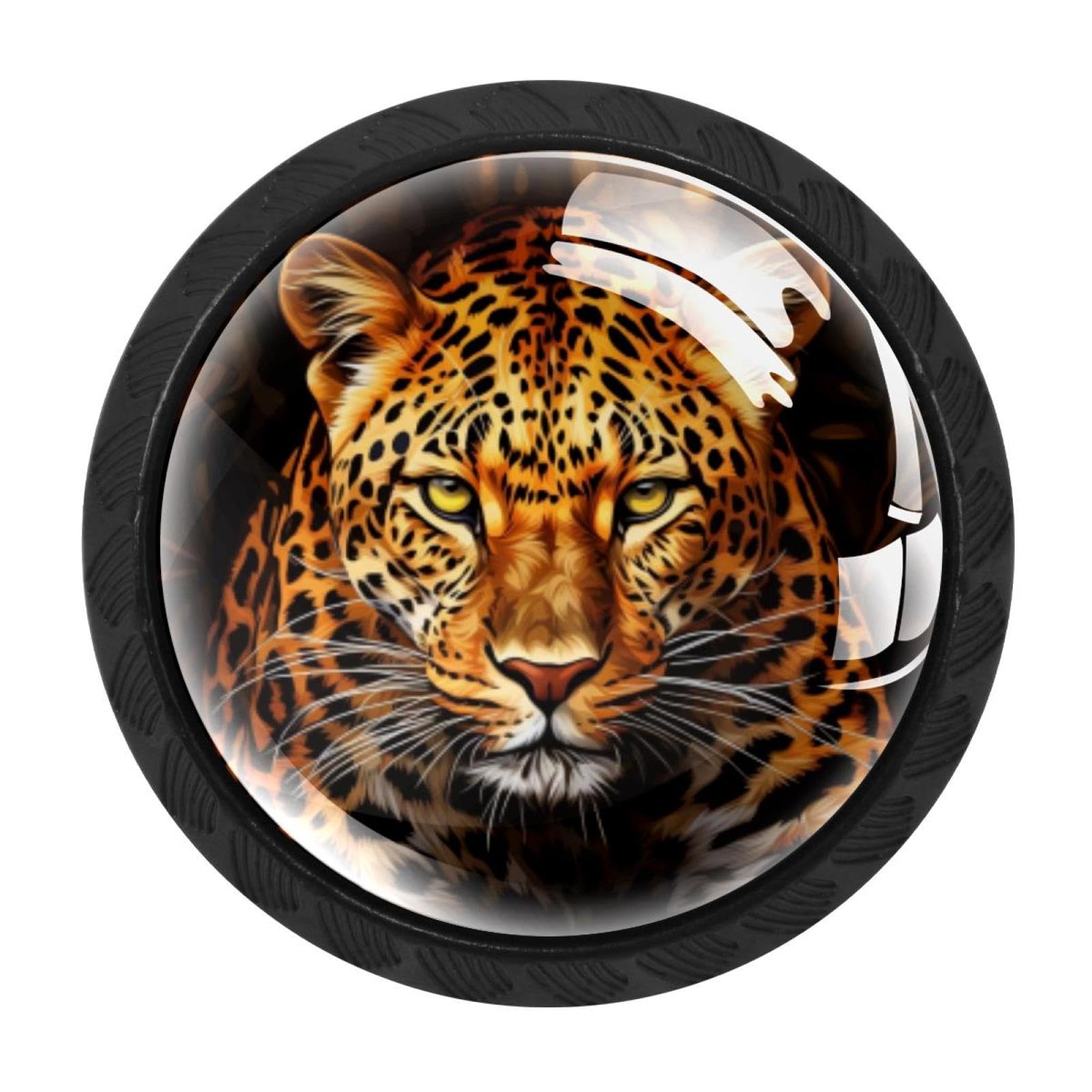 CHENZZZZ 4 Pieces Leopard Drawer Knobs, 35mm Black Cabinet Knobs, Drawer Pulls and Knobs, Dresser Drawer Knobs, Cabinet Hardware Kitchen Cabinet Knobs