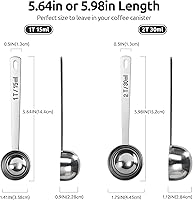 Vista 2 de U-Taste Cuchara de café 2 cucharadas: cuchara medidora de acero inoxidable 18/8 para café molido, granos, polvo, expreso, cuchara medida de metal