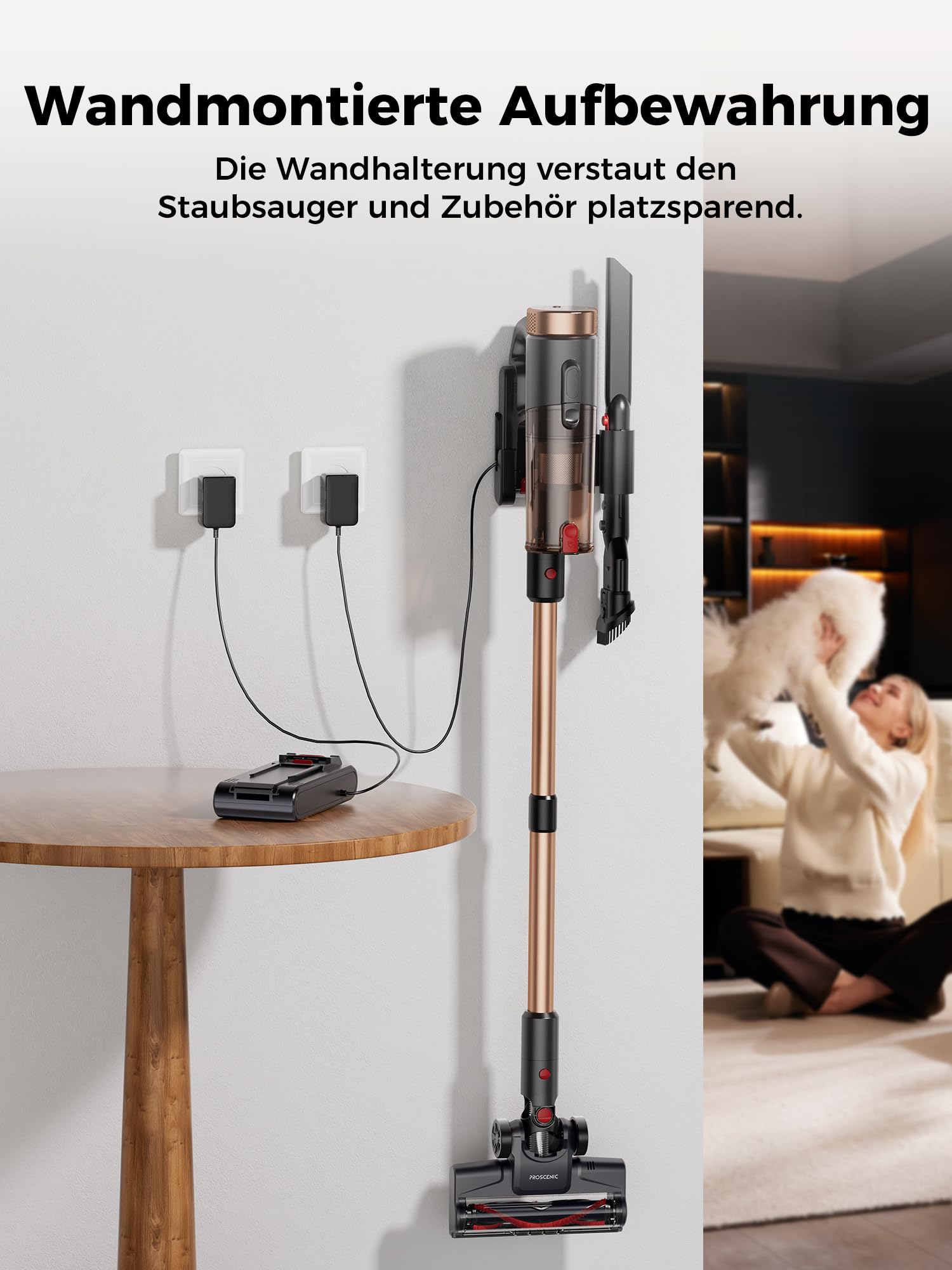 Proscenic P11 Ultra Staubsauger Kabellos, Leichter Selbststehend, 50 Kpa 50 Min 500W Akku Staubsauger mit Touchscreen Grünes Licht, Anti-Tangle, Akkusauger für Teppich, Hartböden, Auto, Haustierhaare