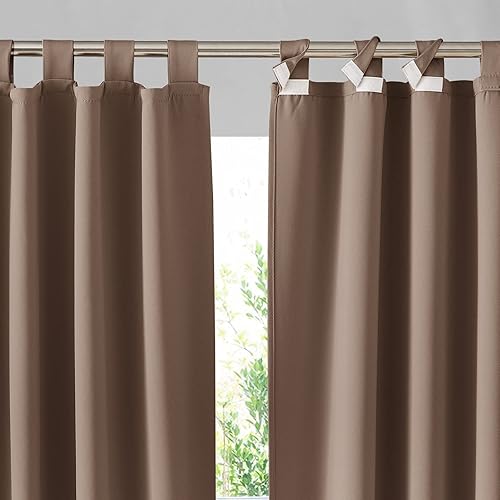 RYB HOME Cortinas para exteriores para patio  2 paneles desmontables con parte superior adhesiva para exteriores, impermeables, opacas, privacidad,