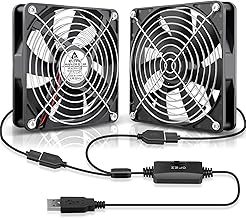 GDSTIME Dual 140mm USB Fan 5V Powered DC Brushless Fans with 2 in 1 USB Cable for AV Receiver DVR PlayStation Computer Hom...