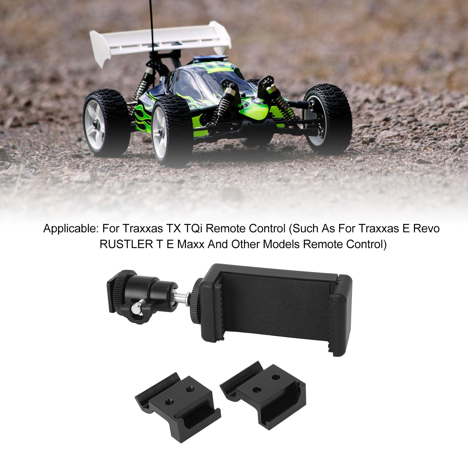 equlup Universal Phone Mount, Adjustable Stable Transmitter Phone Mount Aluminum Alloy Base Phone Mount Holder for Phones Over 5.5 Inch (Black)