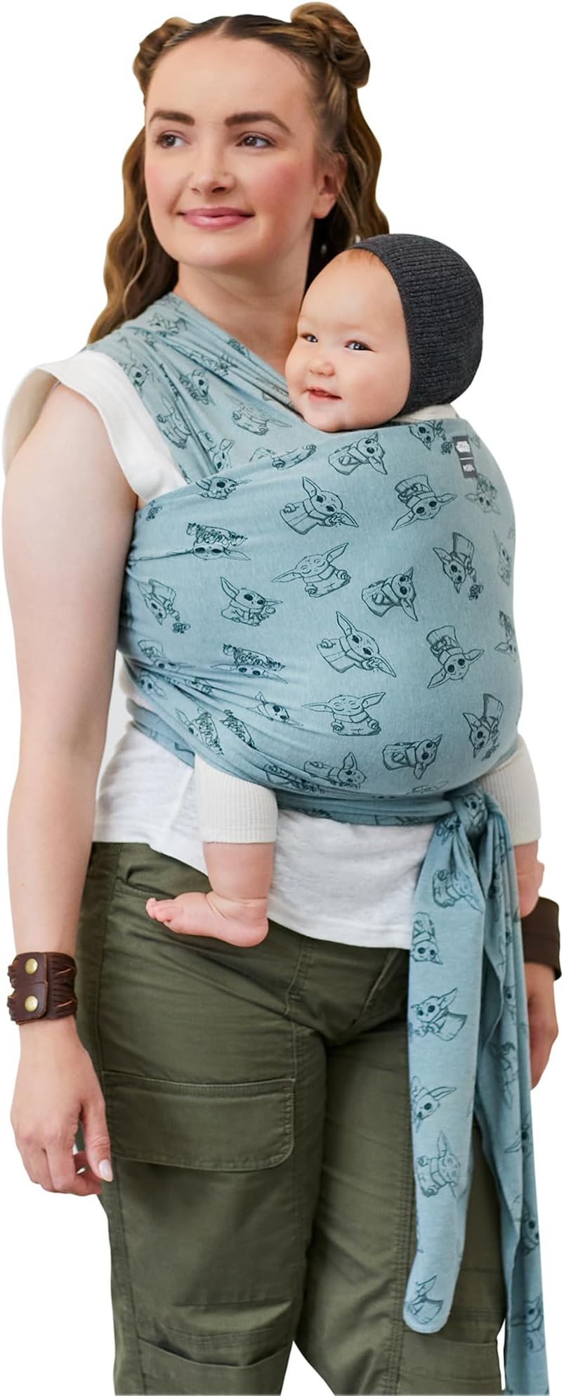 Moby Baby Wrap Carrier Featherknit for Newborns to Toddlers (8-33lbs), Infant Sling Carrier, Lightweight & Hands Free Design, Adjustable for All Body Types (Playful Padawan)