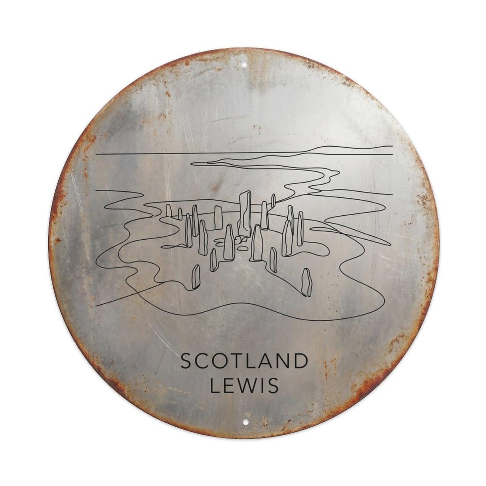 Este 8X8inch Style Lewis Stones Scottish Line Style Europe Travel Metal Tin Sign