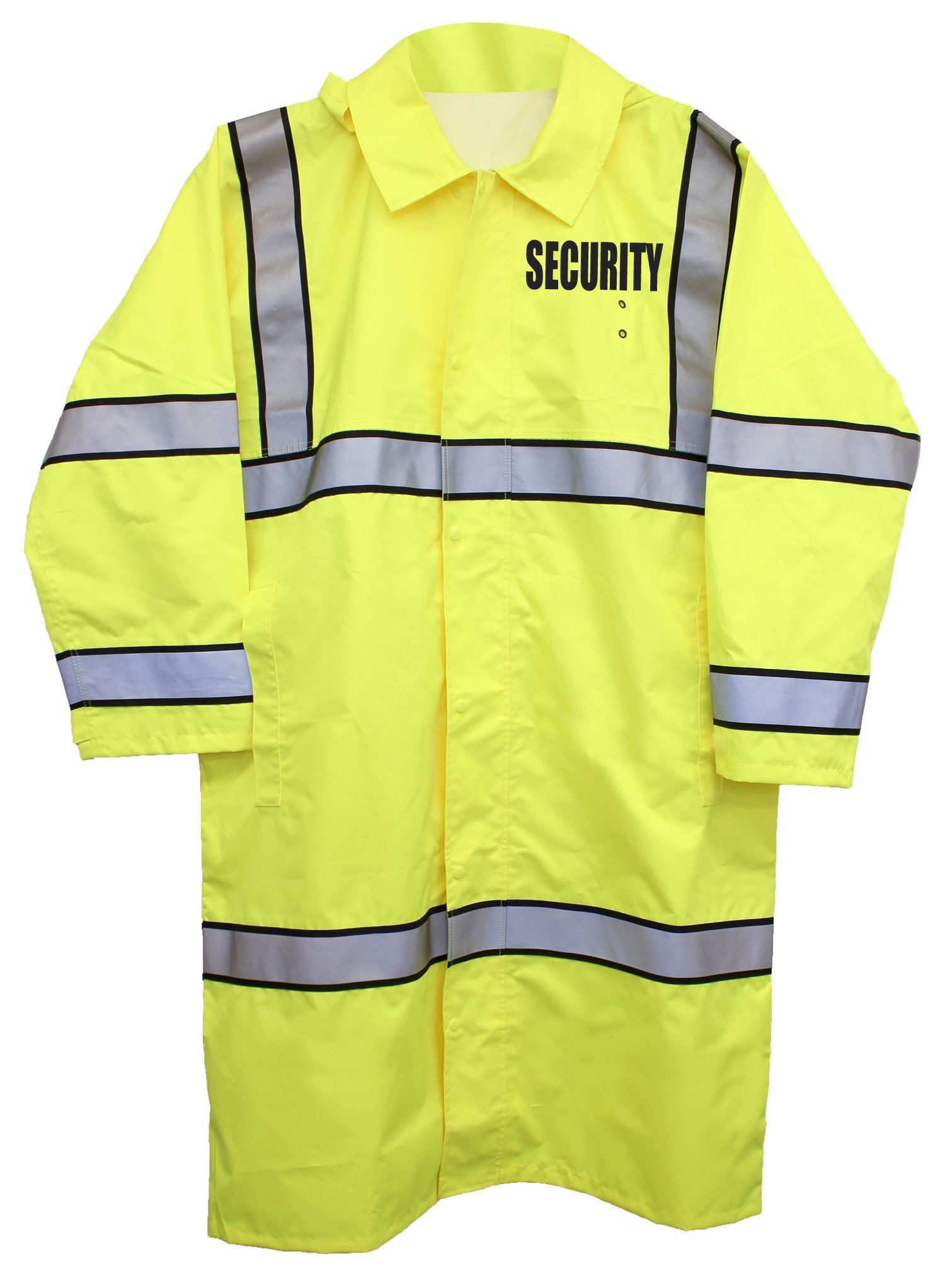 Long Lime Green High-Visibility Raincoats, Security ID