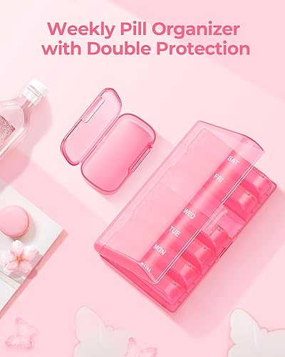 Miniatura 2 de Organizador de pastillas semanal ampliado, pastillero de 7 días, fácil de abrir, organizador de medicamentos sin BPA con 7 recipientes interiores