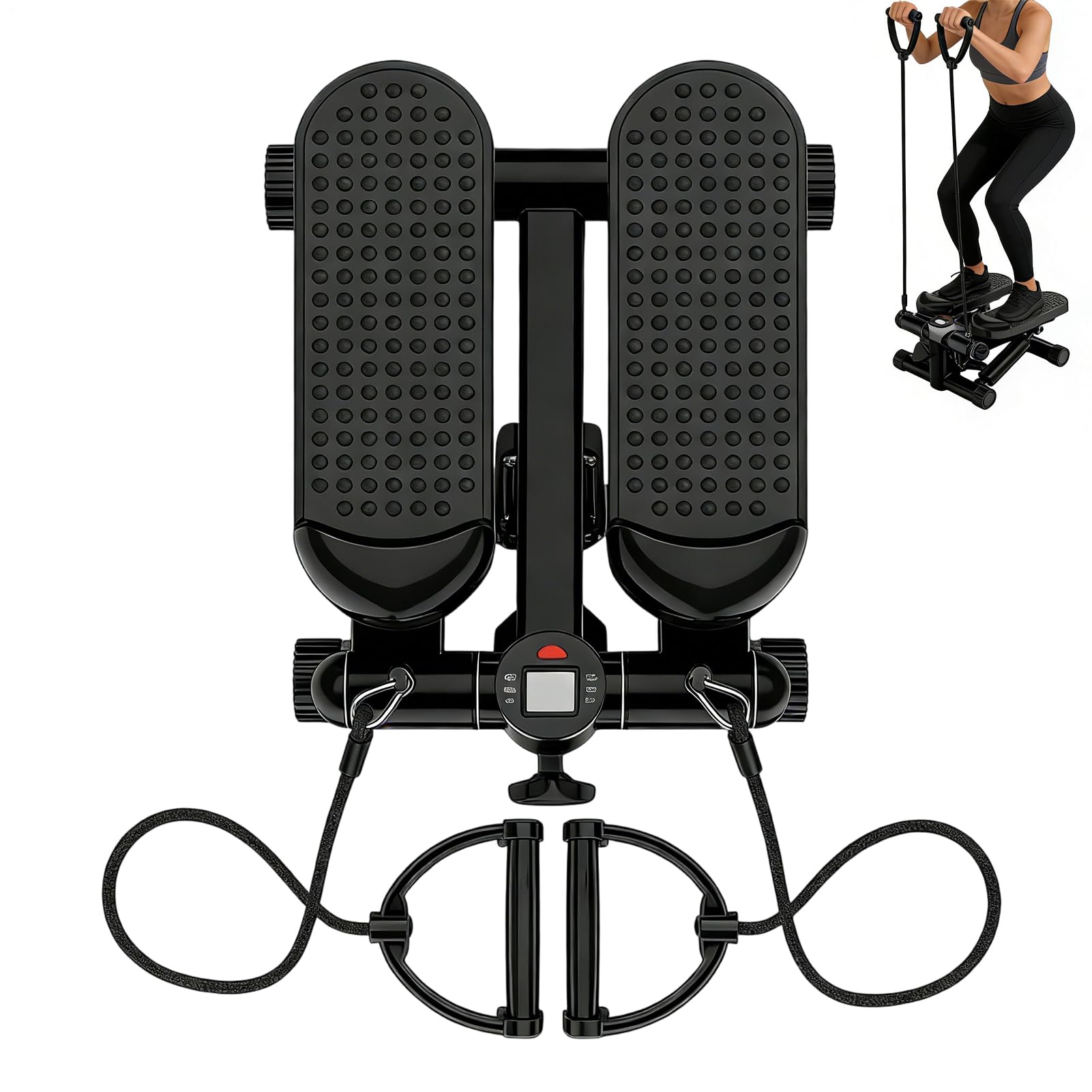 Stepper de ejercicio en casa - Portátil silencioso ajustable con pantalla LCD - Equipo de fitness para Steps | para trabajo, gimnasio, deportes, oficina, apartamento, viajes y entrenamiento